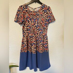 Vintage Inspired LuLaRoe A-line dress with “geo tribal “ pattern, stretchy